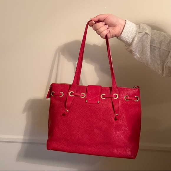 Jimmy Choo Rhea Red Leather Shopper with Dustbag - Picture 3 of 14